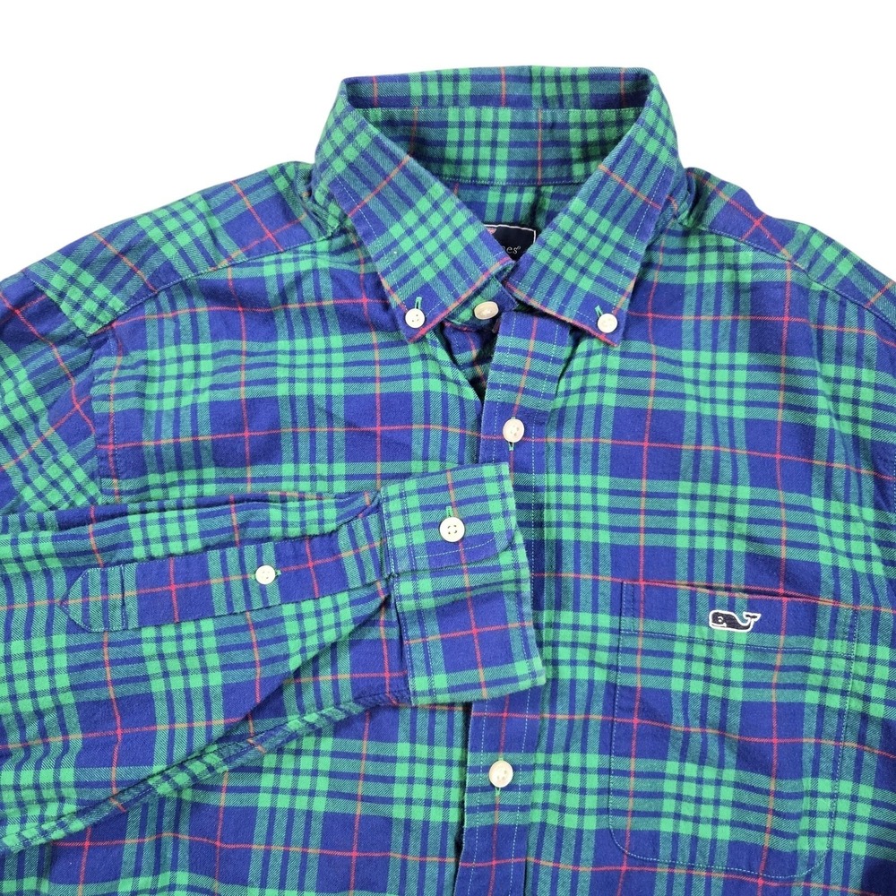 Vineyard Vines Tucker Shirt Mens Medium Blue Plaid Flannel Button Down